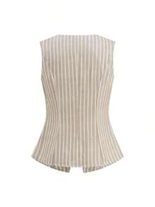 Conjunto de 2 piezas para mujer: Chaleco de metal de un solo pecho y shorts para el verano - Multicolor - Ver 2