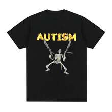 Camiseta con meme de esqueleto A1utiS1M, humor, calavera divertida, para hombre y mujer, moda, hip hop, camiseta informal de algodón, manga corta, camisetas extragrandes de 220 g, camiseta de algodón suave para hombre y mujer, hecha de tela premium duradera y agradable para la piel con un tacto suave, adecuada para todas las formas corporales y para uso diario. Tops informales ligeros y transpirables, conjuntos elegantes a juego para otoño, perfectos para la vida diaria, actividades al aire libre, viajes, vacaciones y varias fiestas temáticas durante todo el año. - Negro - Ver 1