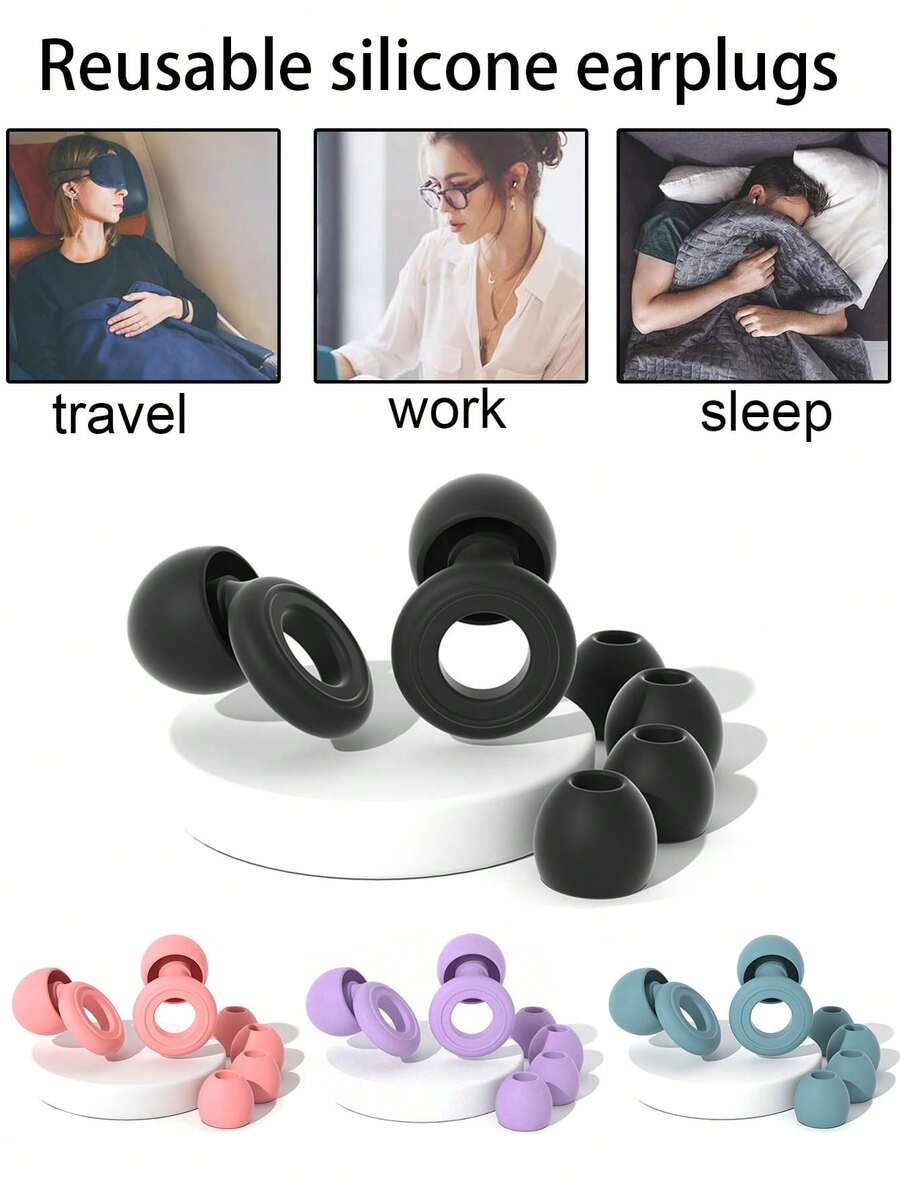 6 nút bịt tai ngủ bằng silicon tái sử dụng, cách âm và chống ồn, thích hợp cho sử dụng hàng ngày, công nghiệp, học sinh, chống thấm nước khi bơi lội. - nhiều màu - Xem 1