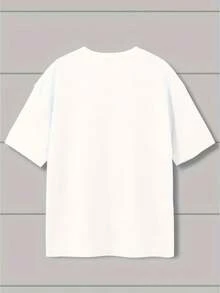 Nueva camiseta de moda para mujer, con estampado de estrellas y letras estilo graffiti, cuello redondo, talla grande, de algodón puro para verano, holgada y estilizadora, entrega local, top casual a la moda, estilo casual, cuello redondo, ligeramente elástica. - Blanco - Ver 3