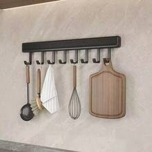 1 pieza Estante de gancho deslizante de cocina, estante de almacenamiento de barra colgante de una sola sin taladro, soporte multifuncional para cuchara de sopa y espátula, gancho de armario, gancho de gabinete, gancho de armario, gancho de dormitorio - Multicolor - Ver 14