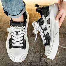 Fashionable Thick Sole Breathable Canvas Men's Sports Shoes Versatile - Black - View 2