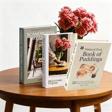 2pcs Random Minimalist Botanical Illustration Faux Books, Handpainted Floral Decor, Creative Home Accents - Multicolor - View 3