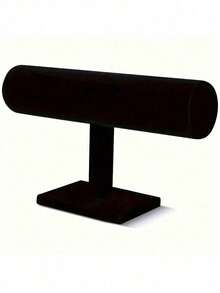 1pc Elegant Black Velvet T-Bar Bracelet Display Stand - Tabletop Jewelry Holder, Mother's Day Gift, Suitable For Retail Display Cases, Sturdy Plastic Base, Great For Necklaces, Bracelets And Watches,Multi-Functional Desktop Organizer, - Black - View 8