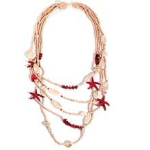 1 chiếc vòng cổ dài nhiều lớp đính hạt hình sao biển và vỏ sò giả bằng acrylic theo phong cách Bohemian Ocean Holiday, thích hợp cho phụ nữ đi nghỉ mát ở bãi biển, chụp ảnh, hoặc phối đồ. - Dây chuyền hình sao biển dài X-1672 - Xem 10
