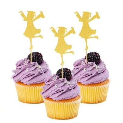 Uation Cupcake Toppers Glitter Class Of 2026  Cap Teme Toppers Cupcake Picks  Senior Ig Scool College Girls Uation Girls ' Gatng Party Supplies - 24 Pack
