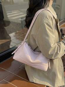 New Fashion Square Underarm Solid Color Women's Handbag, Casual Chic Versatile Commuter Bag - Watermelon Pink - View 3
