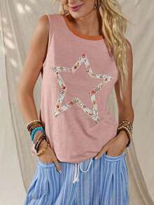 LUNE Top Casual Versátil de Cuello Redondo con Bloques de Color para Mujer, Top de Verano - Rosa vieja - Ver 8
