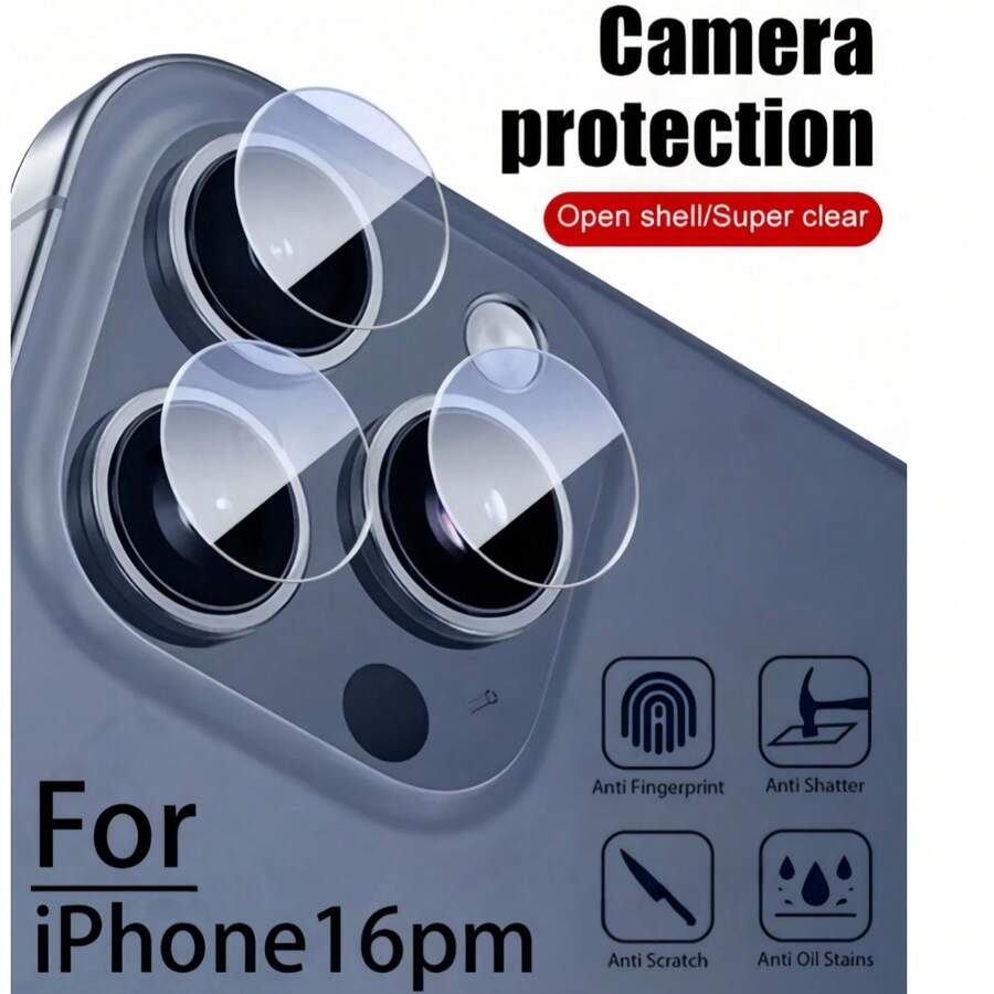 Tempered Glass Lens Protector Film For IPhone 17pro Max/16/16 Pro/16 Plus/16 Pro Max/15/15 Pro/15 Plus/15 Pro Max/14/14 Pro/14 Pro Max, High-Definition Transparent Camera Film, Scratch-Resistant, Small Size Single Lens Style, Phone Accessories