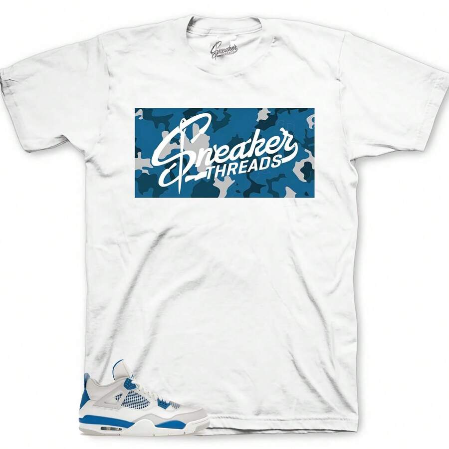 Camisetas deportivas a juego con el modelo militar AJ4 azul industrial Retro 4 - ST Box Shirt - forma - Ver 1