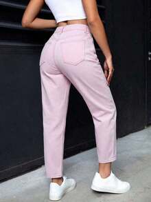 PETITE Pantalones vaqueros versátiles de ajuste entallado con bolsillos para mujer - Rosa - Ver 5