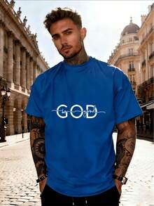 CAMISETA DE FE CRIÉSTICA "GOD IS GOOD" PARA HOMBRES |   Camiseta con Diseño Gráfico Religioso Inspirador |   Impresión Gruesa y Duradera, Resistente a la Decoloración |   Poliéster transpirable, manga corta resistente a las arrugas - Negro - Ver 8