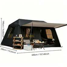 campility 4/6/8-Person Outdoor Camping Tent With Retractable Awning, Multiple Ventilation Windows, UV-Resistant And Waterproof, Suitable For All Seasons, Perfect For Family Camping, Forest Adventures, And Sunset Viewing - Multicolor - View 11