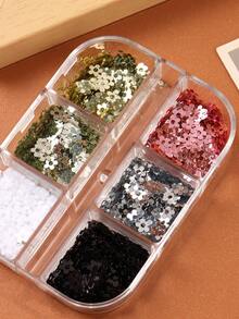Bộ 2 hộp mini sequin trang trí nail chấm bi đen trắng & hoa nhỏ, kim tuyến nail chấm bi dễ thương phong cách Nhật, cánh hoa siêu mỏng Y2K, charm nail vàng bạc - Nhiều màu - Xem 9
