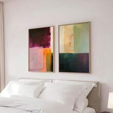 Set Of 2 Modern Geometric Color Block Art Prints, Burgundy, Sage, Orange Decor, Colorful Abstract Wall Art Modern Statement Wall Decor, Colorful Abstract Poster Prints, No Frame - Abstract - View 4