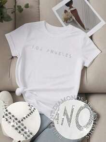 Envío gratis, entrega local enéxico, entrega en 4 días.Camiseta de manga corta para mujer Unity con estampado de letras con el eslogan LOS ANGELES, blusas gráficas para mujer. - Blanco 3 - Ver 1