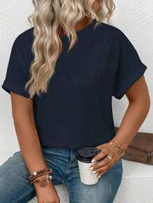 Camiseta de talla grande para mujer, de primavera/verano, casual, con cuello redondo, manga corta, puños y estampado de corazones en degradado..Estilo Y2K, estilo a la moda, lo más nuevo de 2026, estilo lindo, estilo casual.180g (Tallas S-XXXL) - Azul - Ver 5