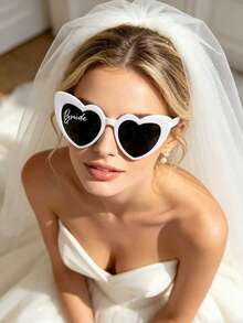 2pcs Groom & Bride Black & White Theme Party Glasses Set, Wedding Engagement Honeymoon Gift For Wife, Outdoor Wedding Bachelorette Party Pre-Wedding Party, Couple Party/Wedding Fashion Glasses Set, Women's Decorative Heart-Shaped Accessories, Unisex Fashion Glasses - A - View 9