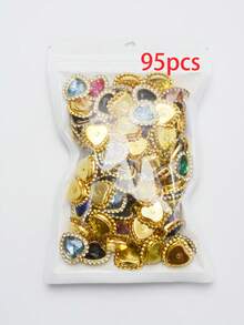 20/35/60/95颗/包 混色心形水钻装饰，金色底，适用于DIY手工艺品，如手机壳、包包、鞋子、服装配饰和珠宝制作 - 心型鑽 - 查看 15