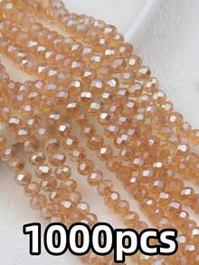 200pcs 3mm Flat Oval AB Color Glass Crystal Beads, Suitable For DIY Handmade Fashion Bracelet Necklace Jewelry Making Accessories - Multicolor - View 36