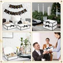 Bộ 16 hộp quà (8 hộp + 8 ruy băng) màu trắng viền đen, thích hợp làm quà tặng, đồ sưu tầm, quà cưới, quà tốt nghiệp, quà Halloween, quà Giáng sinh, quà sinh nhật, quà Ngày của Mẹ, quà Ngày của Cha. - Màu trắng với viền đen - Xem 3