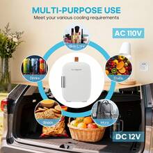 OLIXIS Mini Fridge For Bedroom, Office & Car, Portable Mini Refrigerator For Skincare With Handle, 4.23QT Compact Cooler For Drinks, Food, Skincare & Makeup, Ultra-Quiet - White - View 4