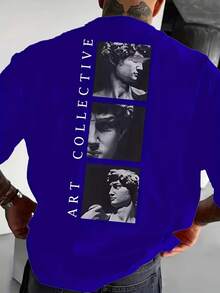 Fashionable Men's T-Shirt With Print - 黑色 - 查看 8