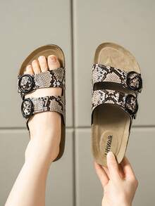 Sandal Selop Datar Wanita Serbaguna dan Nyaman, Sandal Outdoor Minimalis untuk Musim Panas - Cokelat Khaki - View 4