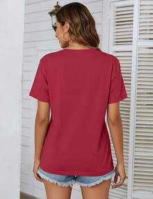 BloomingJelly-playerademangacortaparamujer,diseñográficodeajusteholgado,lindascamisetascasualesdeverano - Rojo - Ver 4