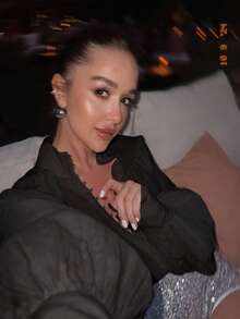 女款優雅長袖翻領鈕扣前襟雪紡襯衫黑色 - 黑色 - 查看 4
