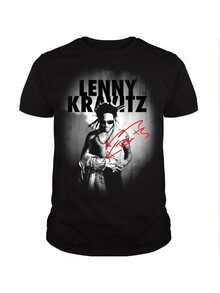 T-Shirt con Logo e Stampa Iconica di Lenny Kravitz - T-Shirt Casual a Collo Tondo di Ispirazione Formale, Uomo (S-5XL) - Abbigliamento Iconico per Tutte le Stagioni con Design dei Testi delle Canzoni di Lui - Lavabile in Lavatrice - nero - Visualizzare 1