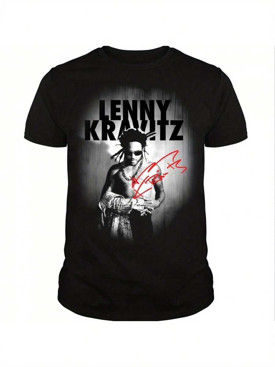 T-Shirt con Logo e Stampa Iconica di Lenny Kravitz - T-Shirt Casual a Collo Tondo di Ispirazione Formale, Uomo (S-5XL) - Abbigliamento Iconico per Tutte le Stagioni con Design dei Testi delle Canzoni di Lui - Lavabile in Lavatrice - nero - Visualizzare 1