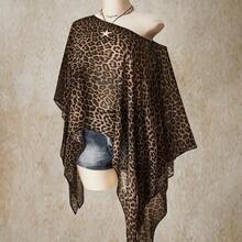 ICON Plus Size Retro Sexy Casual Beach Vacation Millennial Style Y2K Fashion Individual Modern Urban Avant-Garde Bold Music Festival Bohemian Style Leopard Print Asymmetrical Hem Loose Top, Going Out Tops - Gris - Ver 6