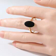 Minimalist Luxury Oval Ring, Personalized For Daily Commute And Party Wear - Black - View 2