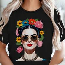 Printed T-Shirt For Men And Women - 黑色 - 查看 1