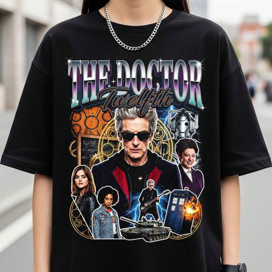 Twth Doctor , TV Show Merch, Quote, Dr Who Gift Camiseta 100% Algodón Unisex - Playera Casual Premium de Corte Cómodo - Negro - Ver 1