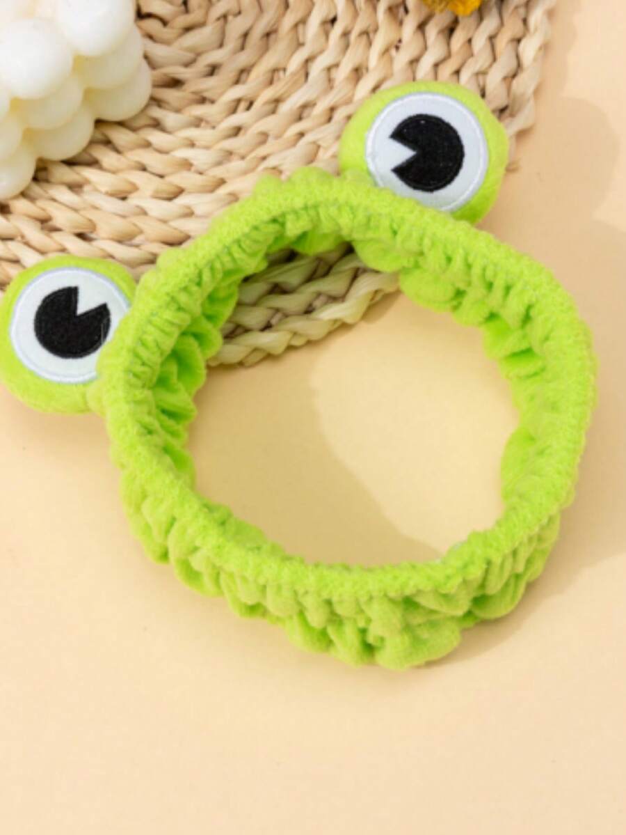 1 pieza Diadema con estampado de rana de dibujos animados, adecuada para decoración del hogar y el baño, decoración de otoño y accesorio para el cabello de vuelta a la escuela - verde - Ver 1