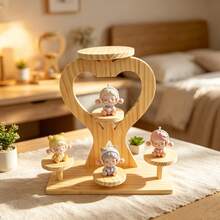 Natural Pine Wood Heart-Shaped Multi-Tier Display Rack, Multifunctional Desktop Storage Organizer, Can Be Used To Display Perfumes, Cosmetics, Small Decorations And Collectibles, Cute And Decorative Home Accessory - View 8