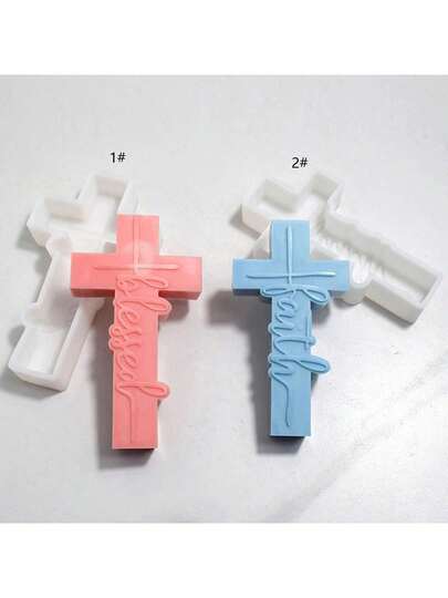 Cross Shaped DIY Fragrance Stone Decor, Handmade Candle Silicone Mold For Halloween