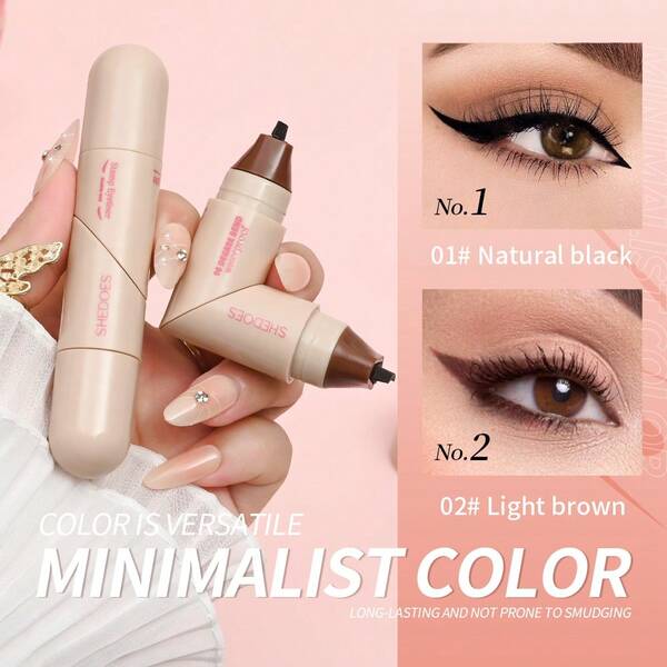 Sello de delineador de ojos con forma de corazón de doble punta, moldeado con un solo toque, secado rápido natural, flexible, resistente al agua y al sudor, de larga duración, a prueba de manchas y sin desvanecimiento, maquillaje de ojos perezoso