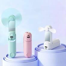 LMMAKE 5 IN 1 Portable Handheld Fan - Multifunctional USB Rechargeable Foldable Cooling Fan With Power Bank, Flashlight & Makeup Mirror. Features 3 Adjustable Speed Levels.Perfect For Travel, Outdoor, Office & Home Use.Essential Multitool Fan For Anywhere. - Multicolor - View 2