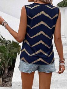 Camiseta sin mangas Selamara para mujer, novedad primavera/verano, con estampado de rayas onduladas degradadas, cuello redondo, casual y versátil. - Multicolor 2 - Ver 6