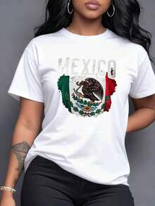 The Eagle Devouring A Snake On A Cactus Symbolizes The Strength And Hope Of The Mexican Spirit, Representing Pride, Independence, And Love For The Homeland, Inspiring Unity And Courage. Women's T-Shirt, 100% Cotton, Maija Women's Curvy. - 白色 - 查看 7