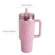40oz Stainless Steel Tumbler With Handle For Home & Office - Insulated Double Wall Mug, Keeps Coffee Hot & Iced Tea Cold All Day, Leakproof Lid - Màu Hồng baby - Xem 2