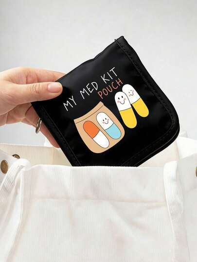 1pc Portable Medical Kit Printed With "My Medicane Bag" And Pill Pattern,Portable Camping Medicine Pouch,Compact First Aid Kit, Version Of Travel And Home Portable Storage Bag,Small Medicine Bag, Convenient Medicine Kit, Emergency Kit,Multiple Colors Available,For Daily/Outdoor/Travel,Back-To-School Essentials, Essential For Health - Conscious & On - The - Go Users, Must - Have Medical Accessory,Daily Healthcare Organizer