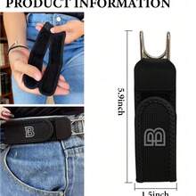 4 Packs Buckle-Free Belt Hooks, Buckle-Free Elastic Belt,  Adjustable Invisible Belt Buckle-Free System,  Belt Loop Attachment - Stainless Steel Buckle - View 7