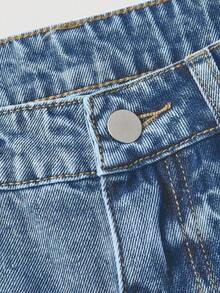 Shorts vaqueros casuales y versátiles de unicolor para mujeres - Azul - Ver 4