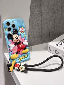 Disney Has Authorized, Phone Case - Chain Set, This Set Features A Mickey Mouse Phone Case Paired With A Detachable Silicone 3D Stitch Wrist Strap, Complete With A Metal Ring Attachment. Crafted Using A Unique 2D Wave-Texture Technique, The Case Is Made From Eye-Catching And Adorable TPU Material, Showcasing Classic Mickey And Minnie Mouse Designs. It Is Compatible With The Entire IPhoneseries, Including Models 17, 16, 15, 14, 13, 12, 11, XS, XR, X, Plus, Pro, And Max. This Stylish, Cartoon-Themed Protective Case Not Only Provides Robust, All-Around Protection For Your Device But Also Makes For The Perfect Gift For Friends And Family. IPhone17 Pro Max Case. Disney Phone Case. - 白色 - 查看 3