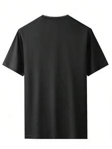 Camiseta de manga corta casual de verano para hombres con estampado de gesto de mano cruzado - Negro - Ver 2