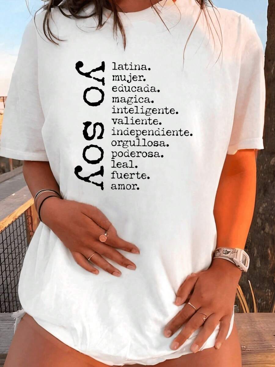 Camiseta latina de las mujeres inteligente impresión cuello redondo de las mujeres top casual de las mujeres camiseta de manga corta adecu para la escuela, el gimnasio, llaya o el ocio diario y otras ocasiones para usar cómodo, ligero de las mujeres suelto de la camiseta de verano de las mujeres de la moda de las mujeres de la camiseta de alén local suave aodón comodidad disfrutar de descuentos especiales adecuados parascua, Halloween, Acción de Gracias, Navidad, etc.